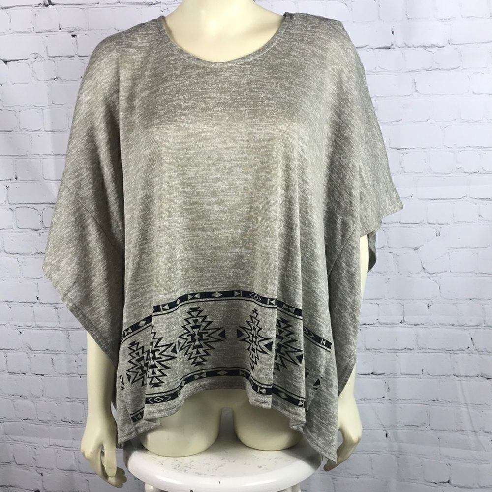 Roper Southwest Poncho Top NWT Grn white Heather S